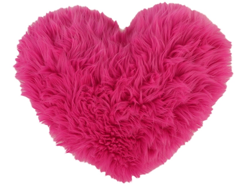 Valentine's Gift Hot Pink Faux Fur Heart Shaped