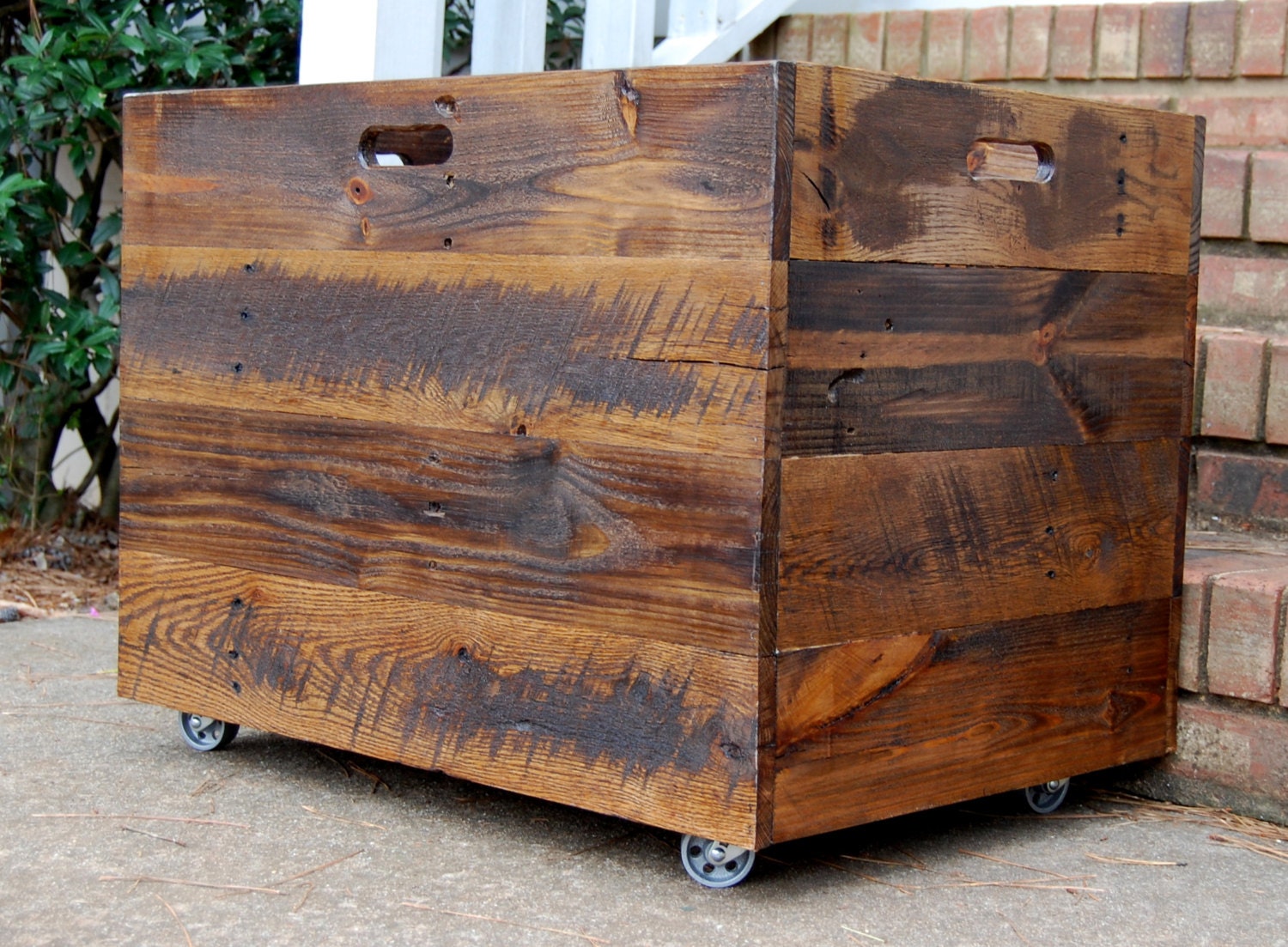 distressed wood toy chest