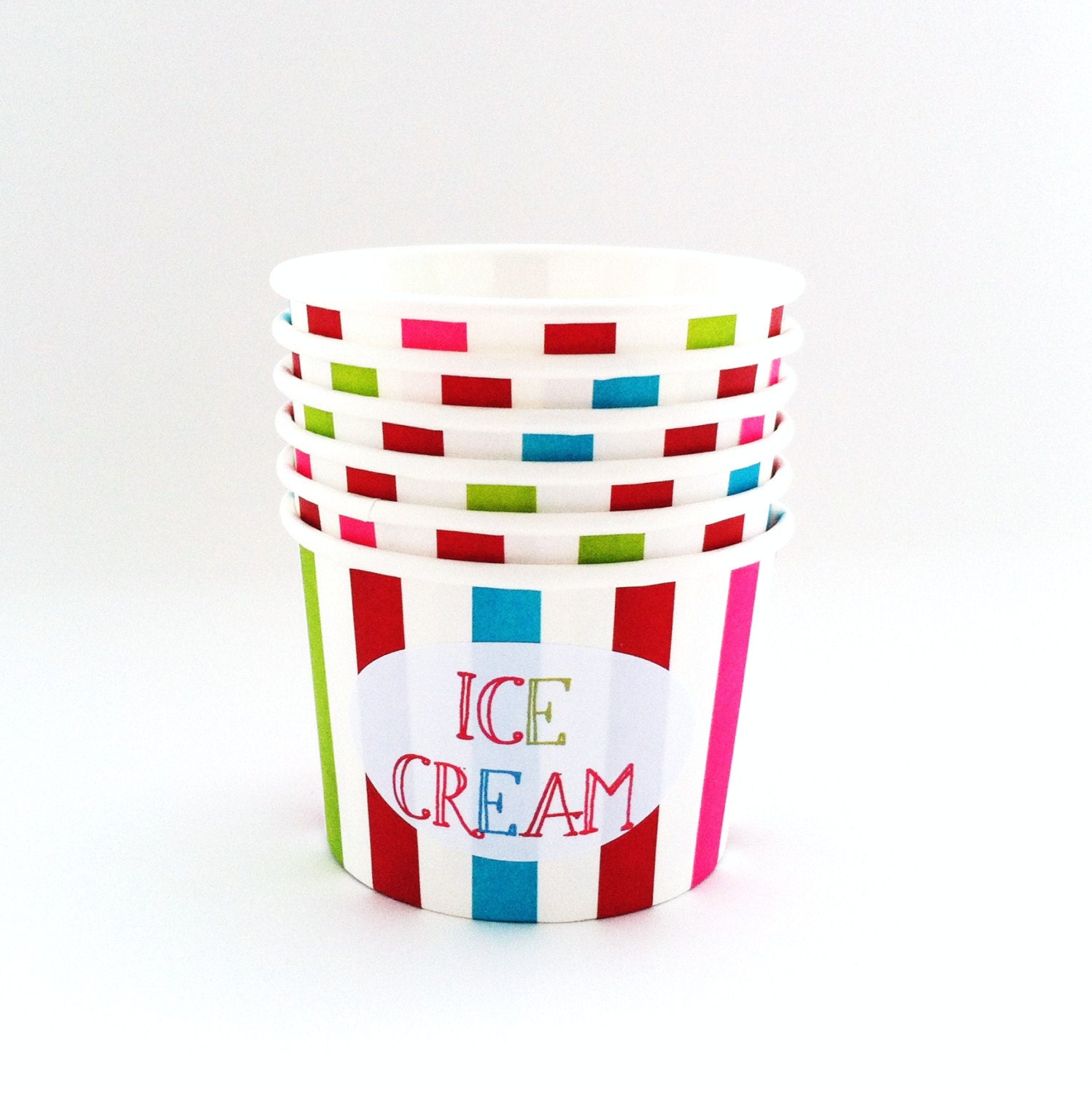 Candy Striped Paper Ice Cream Cups With By Thesparrowhandmade