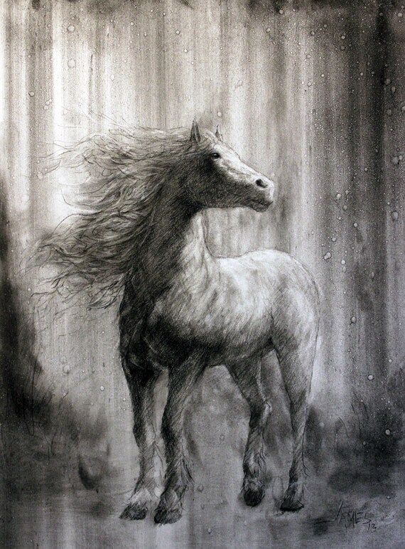 Items similar to Spirit Stallion-Charcoal Horse Drawing-Horse Art on Etsy