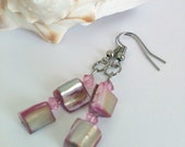 Orchid Dangle Earrings With Swarovski Crystals Handmade