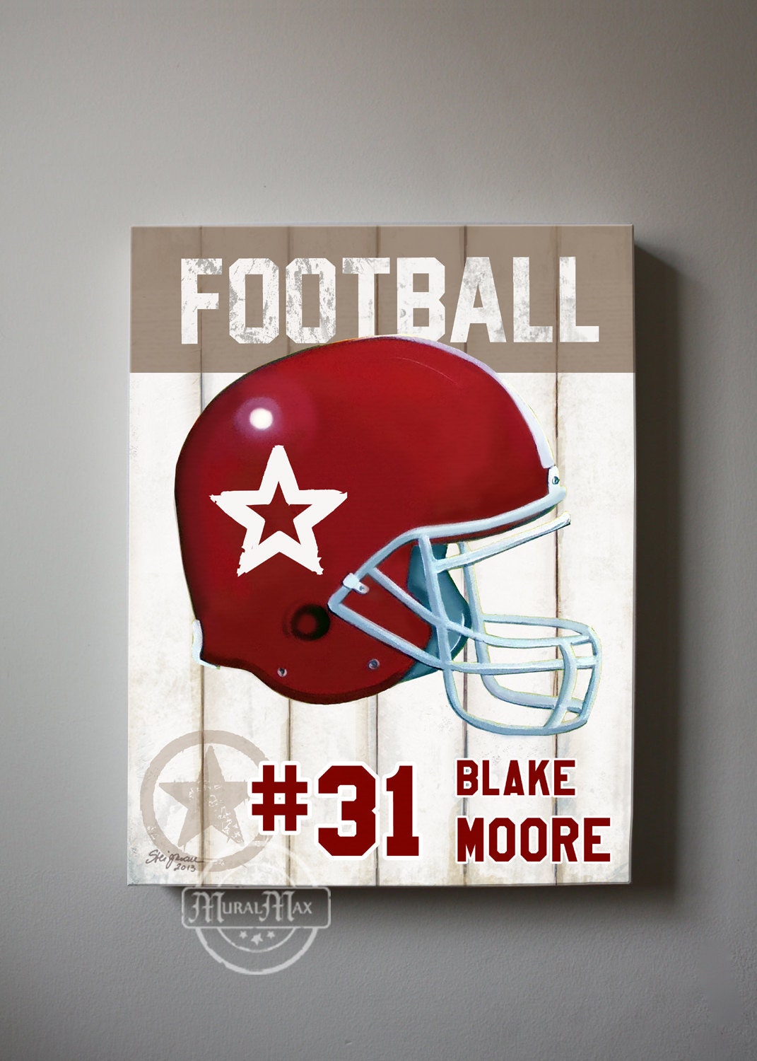 Football Sports Nursery Canvas Art Football Wall Hanging
