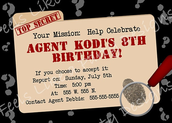 Spy Birthday Party Invitation Ideas 1