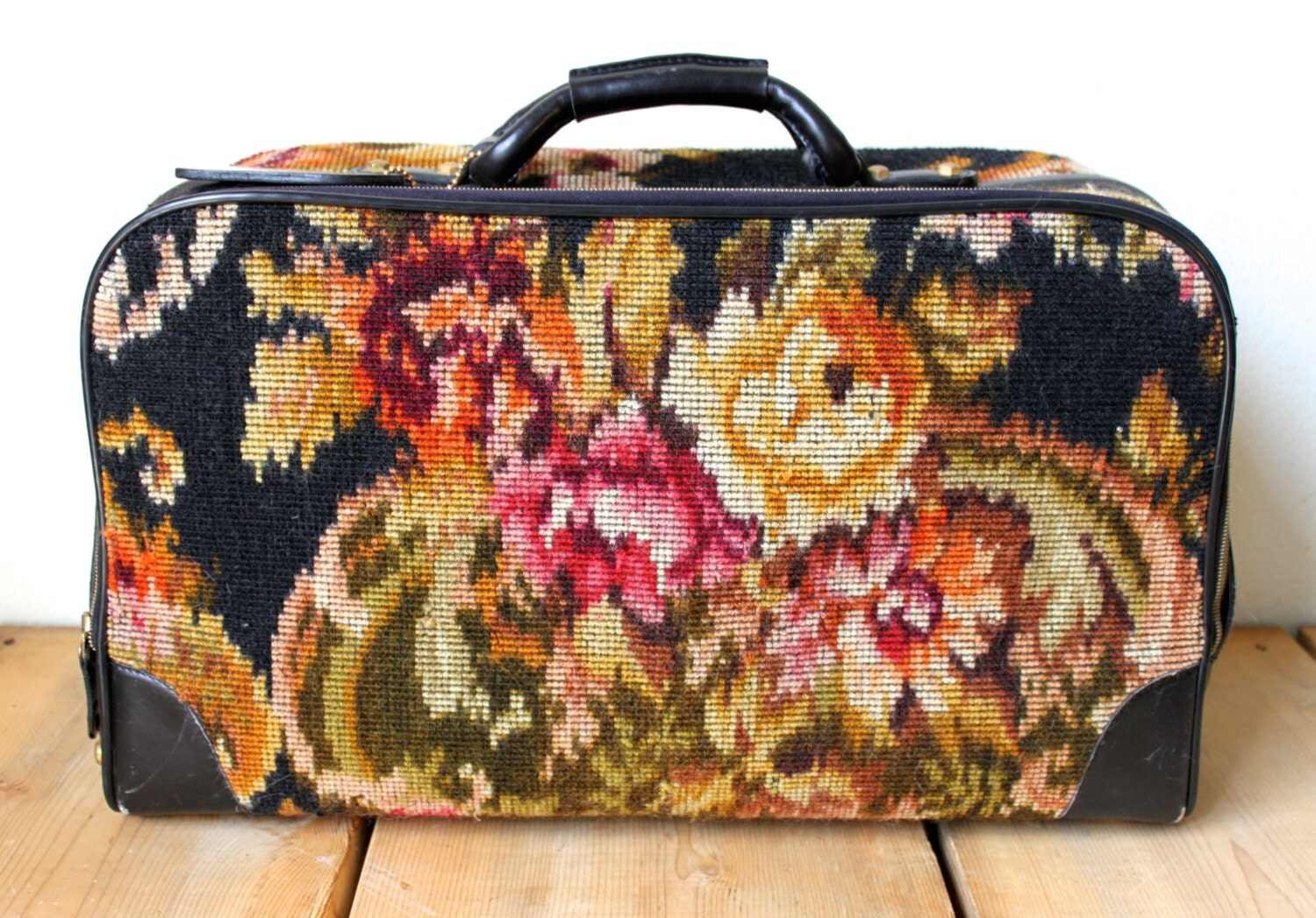 SALE 1960s Koret Large Carpet Tapestry Travel Bag Luggage
