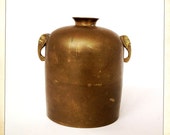 brass vase urn elephant handles with rich patina vintage