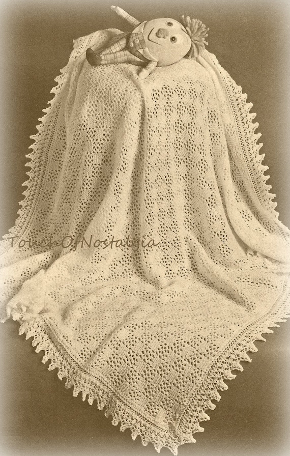 Lacy Baby SHAWL Knitting Pattern Beautiful EYELET Lace Baby