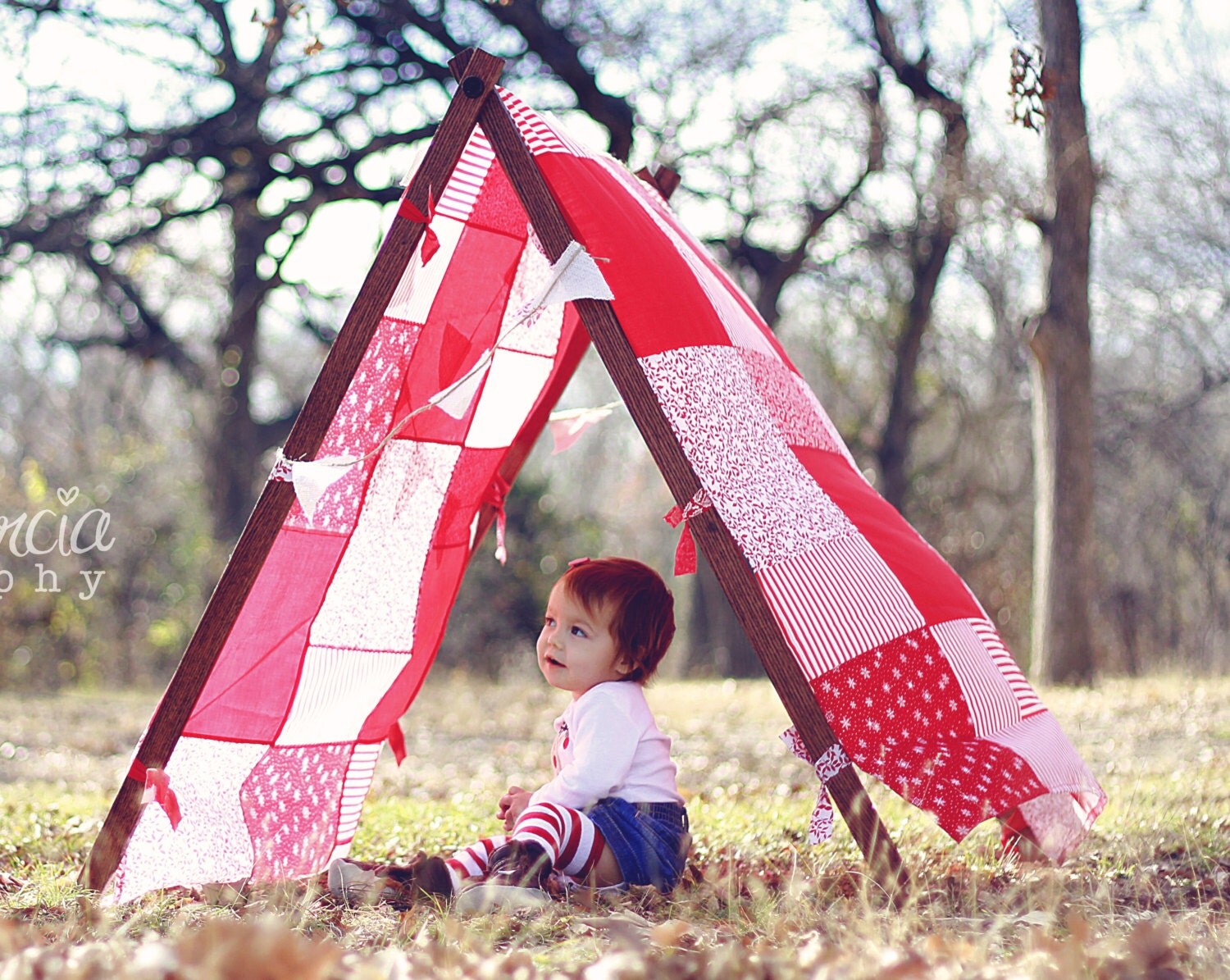 Kids Photo Props Tent Frame and Patchwork Cover Children