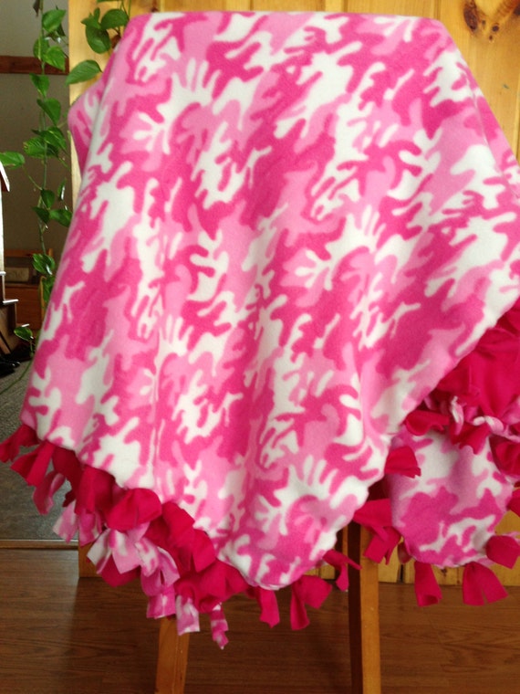 Items similar to Hand Tied Fleece Pink Camo Blanket on Etsy