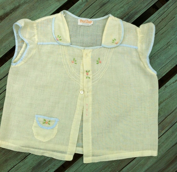 vintage baby clothes yellow diaper shirt by ThreeBluesVintage