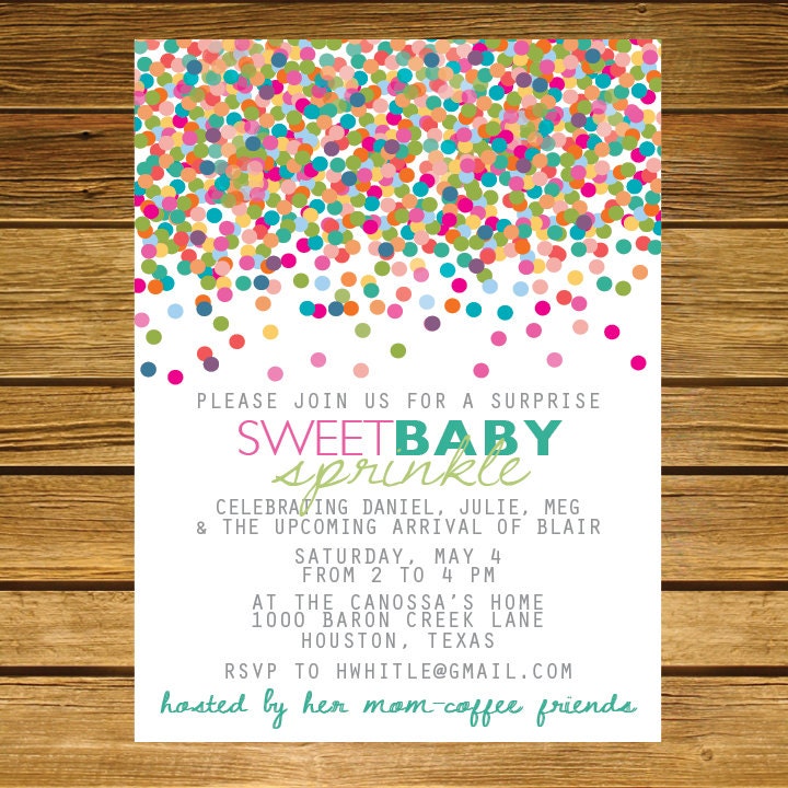 Sprinkle SecondBaby Shower Invitation Pink by LiliesoftheFields