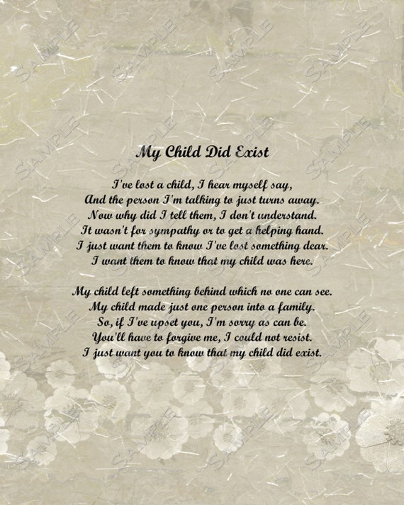 Items similar to Child Memorial Poem Digital INSTANT DOWNLOAD - On Sale ...