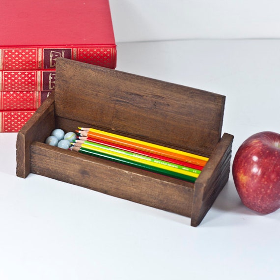 Wooden Pencil Case Back to School Vintage Pen and Pencil Box