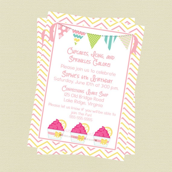 Printable Cupcake Birthday Party Invitation Il_570xn