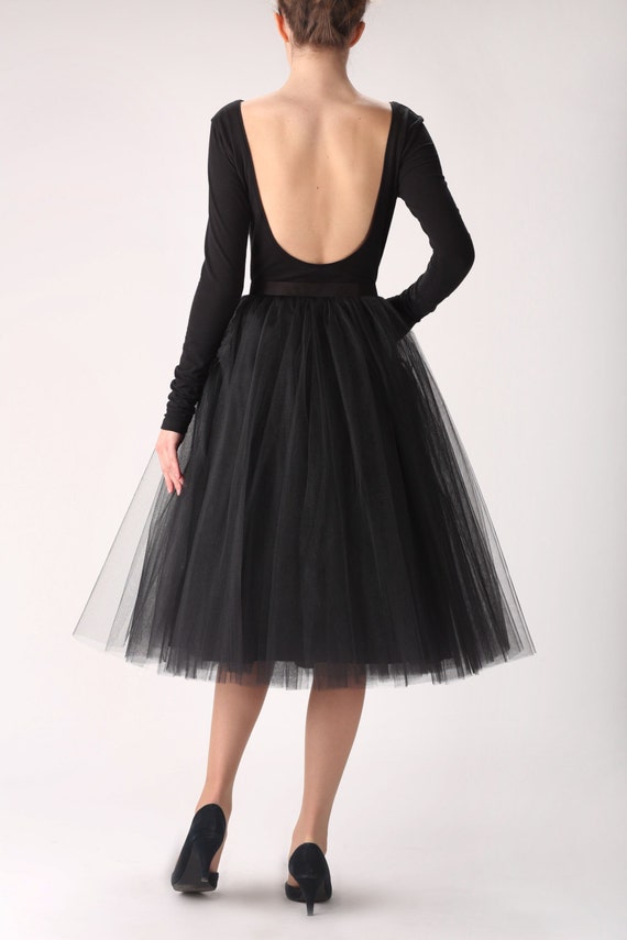 Black tutu tulle skirt petticoat long high quality by Fanfaronada