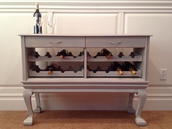Items similar to Distressed French Cottage 16 Bottle Pull-Out Rack Wine ...