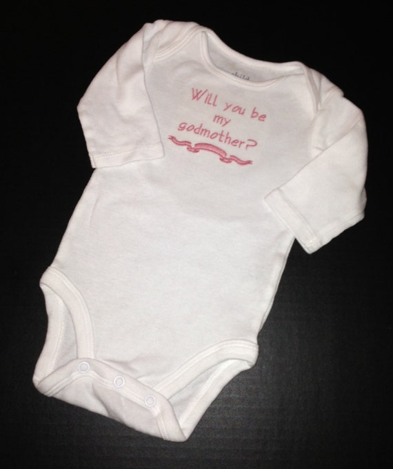 embroidered will you be my godmother godfather onesie embroidered will you be my godmother godfather onesie