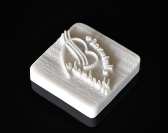Handmade Cookie Stamp Seal Soap Stamp - Heart with Text "Natural" "Handmade "