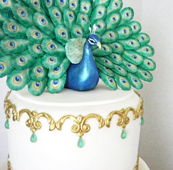 Fondant Mold for Small Peacock Tail Feather by Sugarcast on Etsy