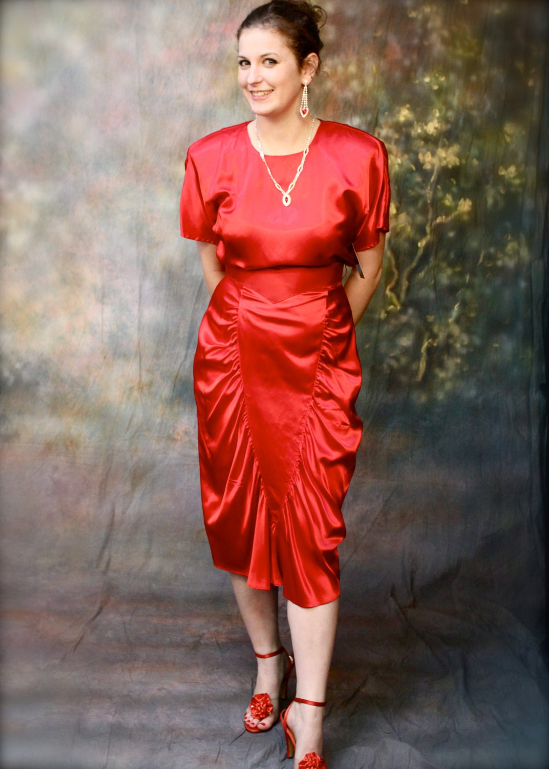 Red Vintage Wiggle Dress with a Flair