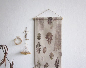 Wall Hanging - Hand stamped fabric, OOAK