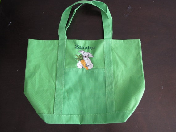 Kids personalized canvas tote bag - EASTER BUNNY with carrot