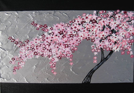 Items similar to Cherry blossom painting , tree of life wall art , zen