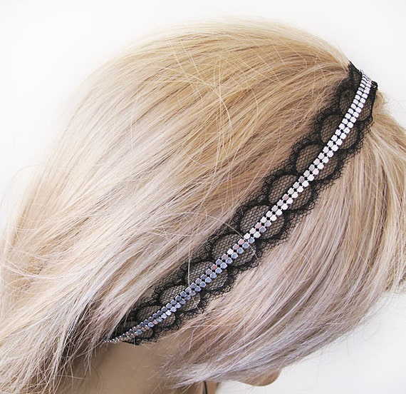 Lace silver Flower girl Headband Wedding Accessories