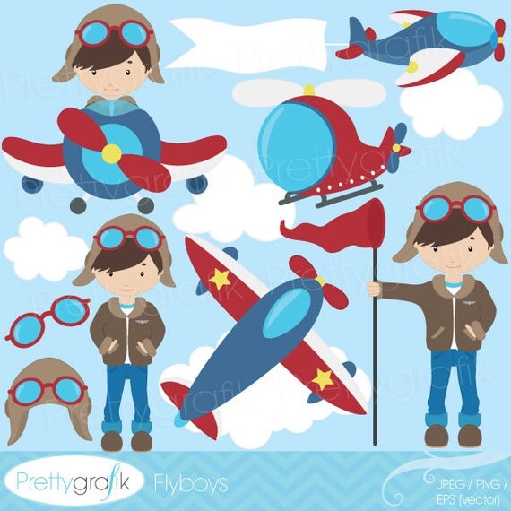 airplane pilot clipart commercial use, vector graphics, digital clip art, digital images - CL526 Il_570xn