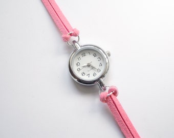 Pastel Pink Suede Bracelet Watch
