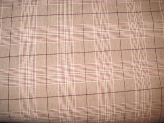 Items similar to Brown, Pink and White Plaid Fabric, over 3 yards.Great ...