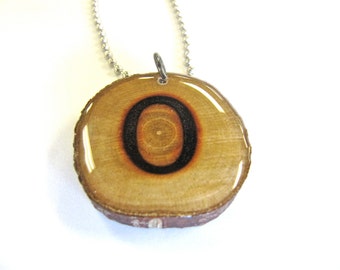 Letter O Necklace, Reclaimed Wood