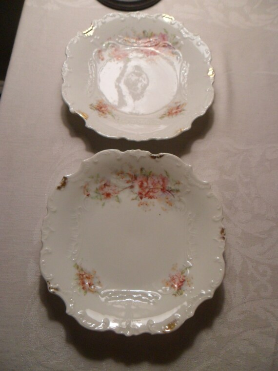 Vintage Decorative Dessert Luncheon Plates Pair Embossed