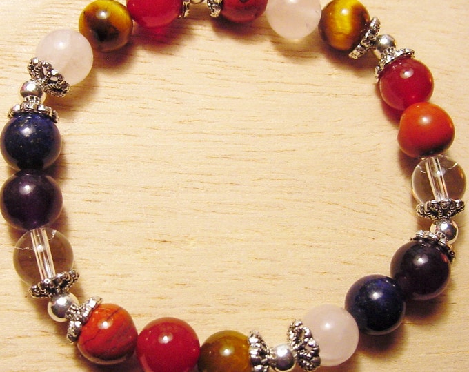 7 Chakra Bracelet, Gemstones, Balance, Harmonize Energy Meridians, Reiki Jewelry, Yoga Jewelry, Gift Idea,