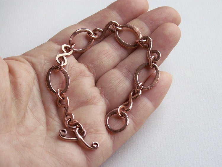 Copper chain bracelet handmade metalwork copper by copperryfields