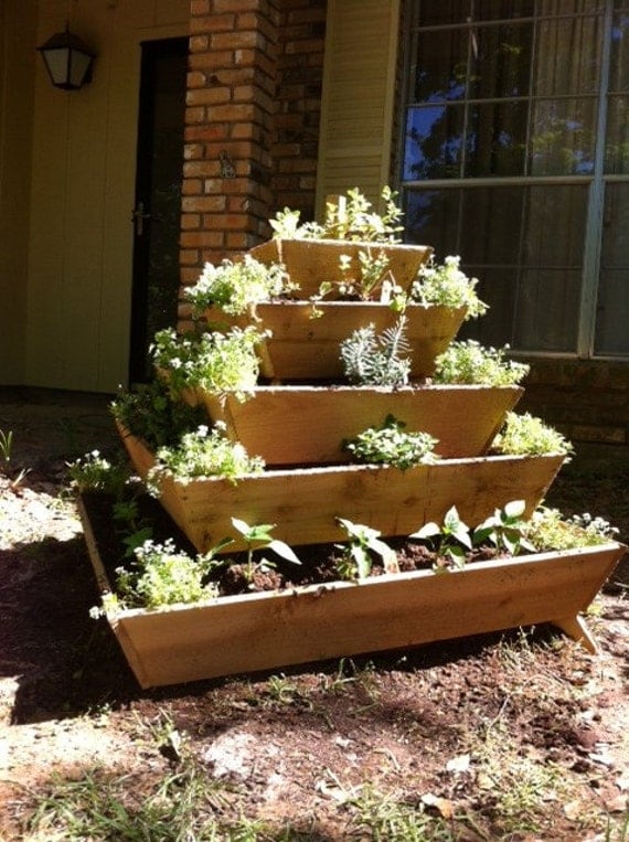 Items similar to Assembled Pyramid Planter, herb garden 