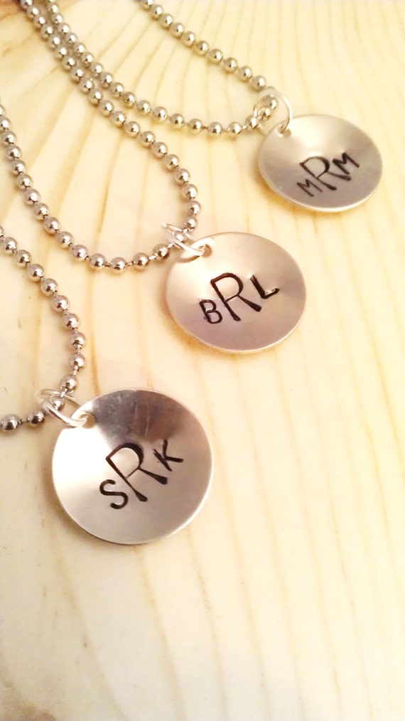 HAND STAMPED JEWELRY Monogram Pendant with your choice in
