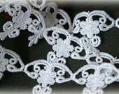 White Venice Bridal Embroidered Fabric Applique Craft Lace Trim LA-090