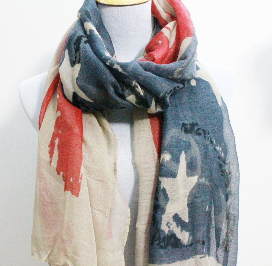 Vintage American Flag Scarf Cute Star Bangled Banner Forth