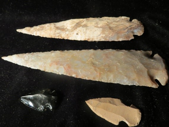 Set of 3 Indian Arrowheads and Spearheads by OldGLoriEstateSale