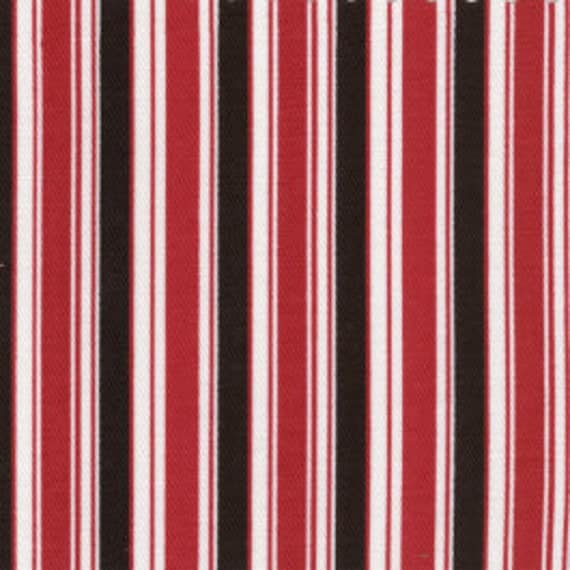 Red Black and White Striped Fabric by Fabric Finders 1/2