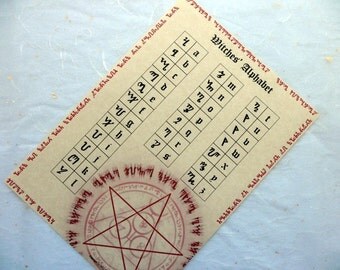 WITCHES ALPHABET PARCHMENT poster wicca wiccan pagan witch book of shadows bos