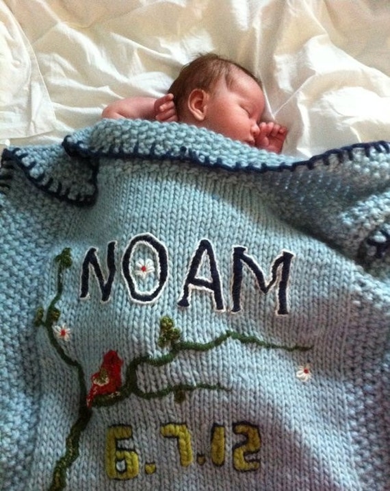 Items similar to Blue Baby Blanket Personalized, handmade for you with