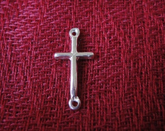 925 sterling silver sideways cross connector charm, silver cross, silver cross connector
