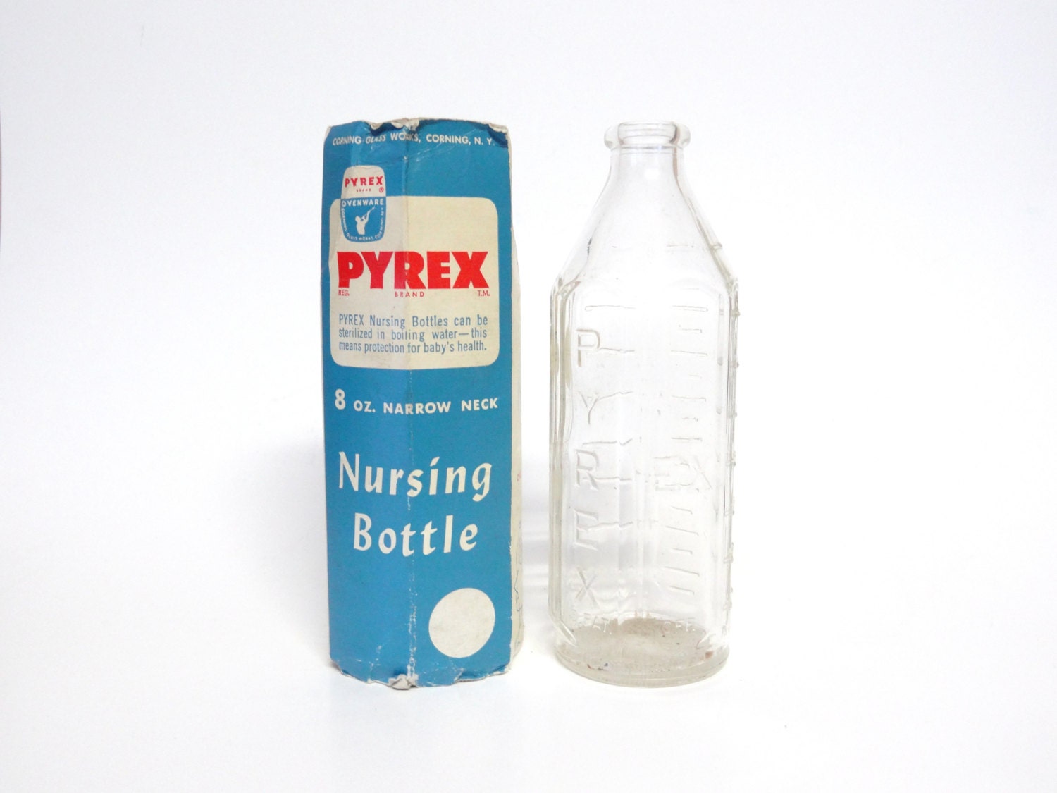 Vintage Pyrex Glass Nursing Bottle 8oz Glass Baby Bottle