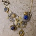 Steampunk Astronomy Bib Necklace with Lapis Lazuli and Vintage Pocket Watch Gears