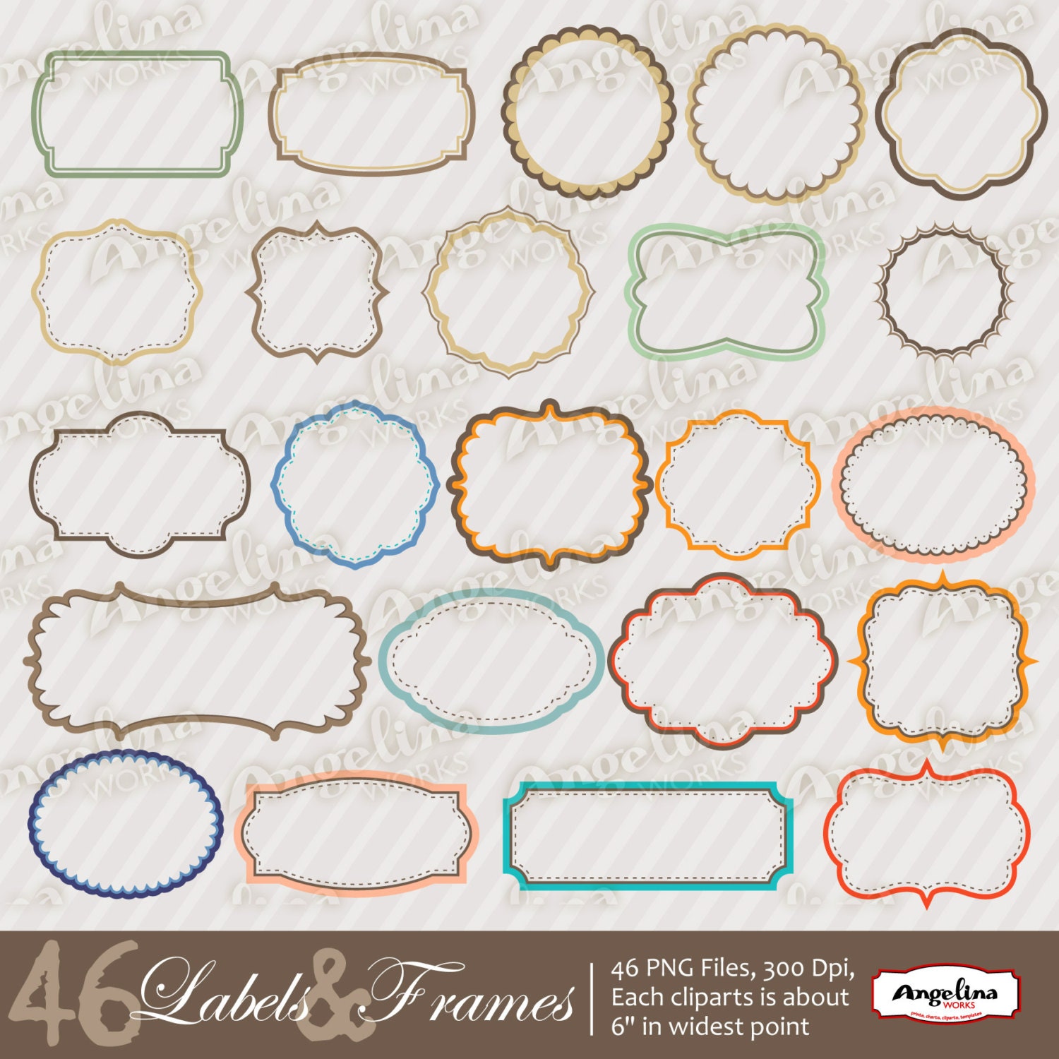 46 Digital Printable Frame Labels Scrapbook paper