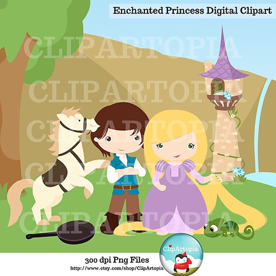 Enchanted Princess Digital Clipart / Cute Princess por Personal and Commercial Use / INSTANT DOWNLOAD Il_570xn