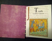 Handbound book, Chaucer's 'Truth', artists book, illustrated,coptic stitch, Medieval, Handbound book, Chaucer's 'Truth', artists book, illustrated,coptic stitch, Medieval,