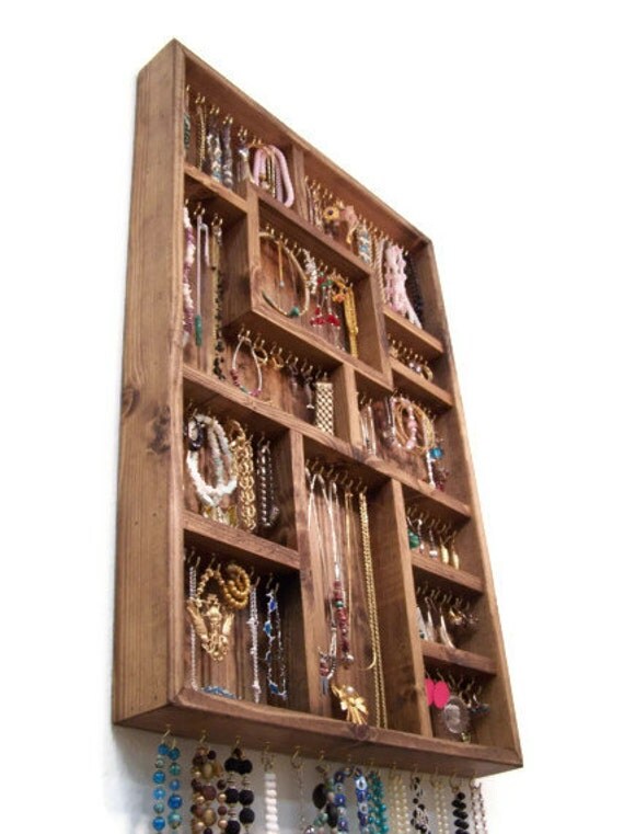 Large Jewelry Organizer Earring and by barbwireandbarnwood on Etsy
