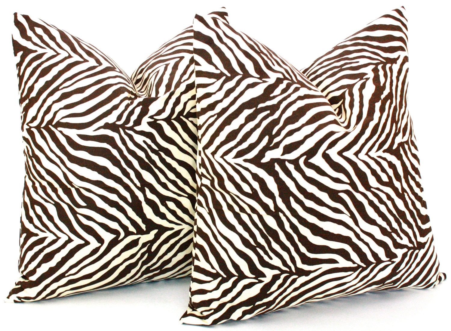 Espresso Brown and White Zebra Pillow Covers 20 x 20 by StyleItUp